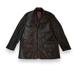 Couture by J Park Lamb Leather Blazer Coat Jacket 3 Button Flap Pockets Mens XL